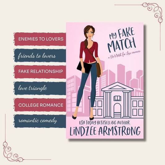 My Fake Match by Lindzee Armstrong trope map, clean romantic comedy in the No Match for Love series